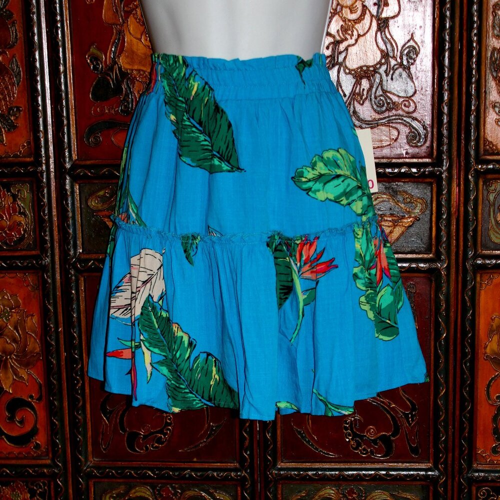 New Tropical Skirt - Plain, Elastic Waist, Ruffle, Flowy